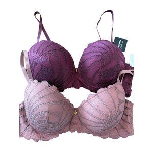 NWT Rene Rofe 2-Pack Extreme Push-Up Lace Bras - 34C
